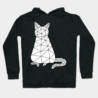 Cat sits straight showing his tail, Cat Geometric for Dark Hoodie